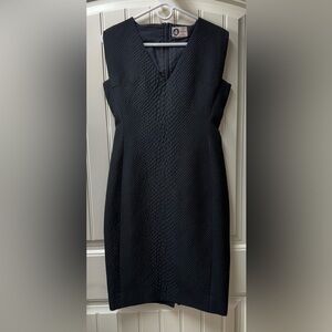 WOMENS 42 10 12 SMALL MEDIUM (bust 36”) LANVIN PARIS FRANCE DRESS SHEATH BLACK